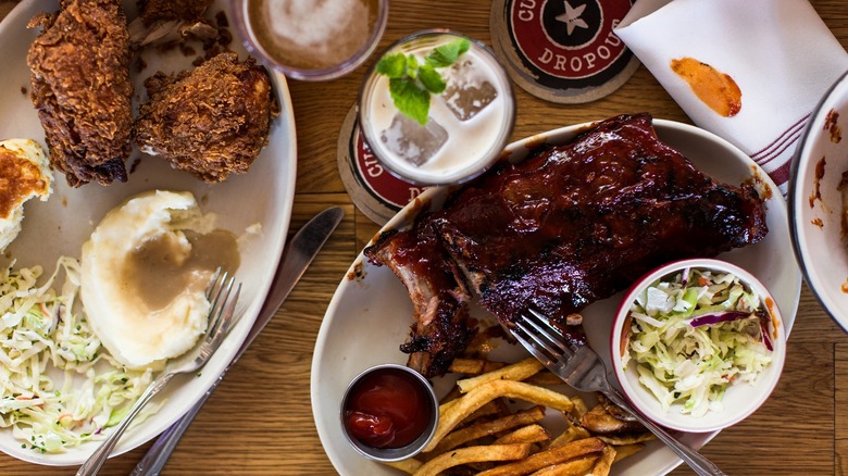 Ribs and fried chicken