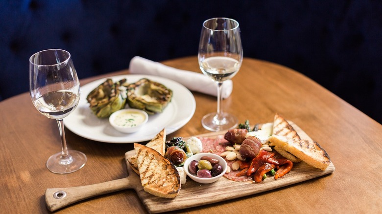 Wine and charcuterie board