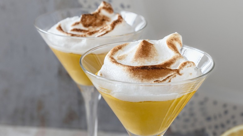 Two Lemon Drop Martinis with meringue topping