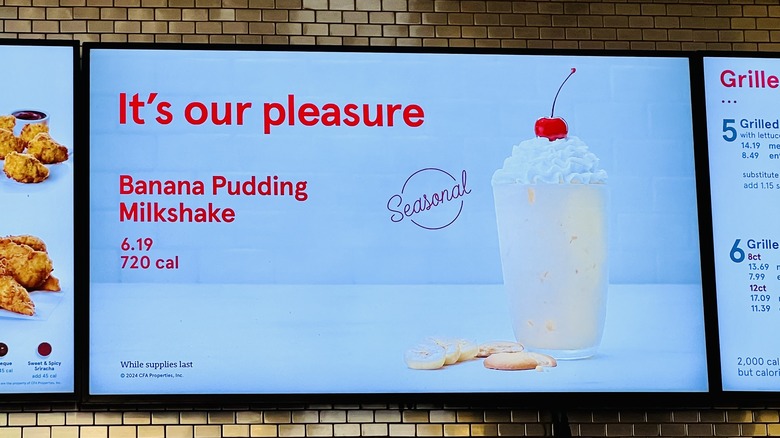 Chick-fil-A menu sign