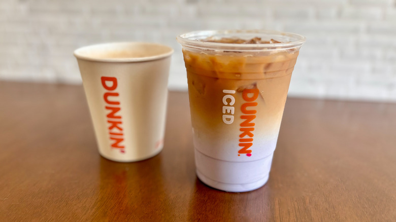 two Dunkin' coffee drinks