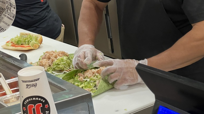 Jimmy John wrap being made