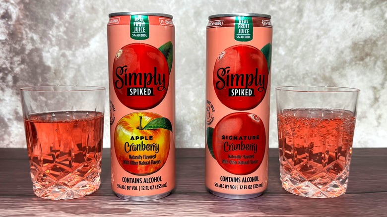 Simply Spiked cranberry cans glasses