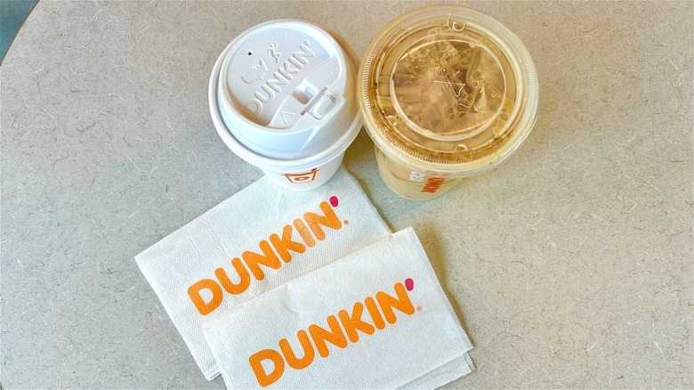 two Dunkin' cups from above 