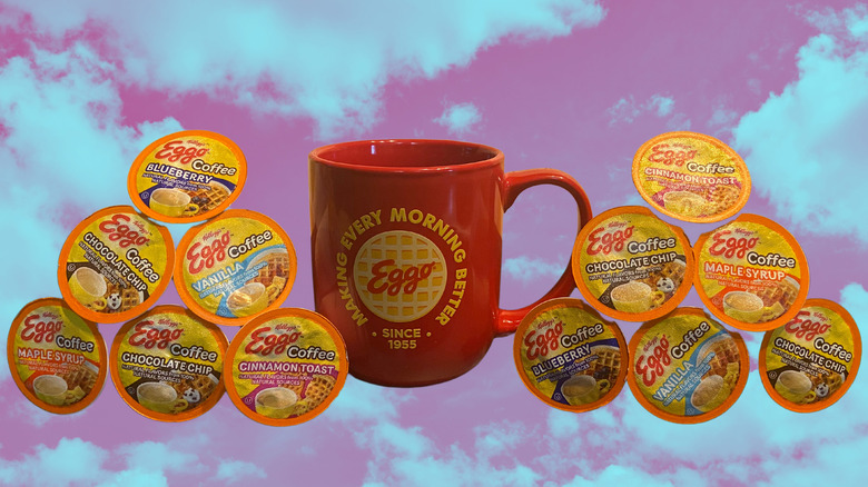 Eggo coffee cup and various flavors