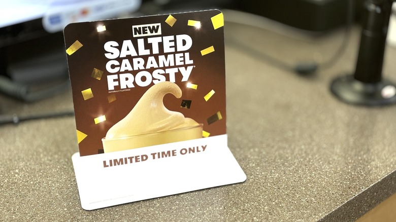 Wendy's Salted Caramel Frosty limited time sign