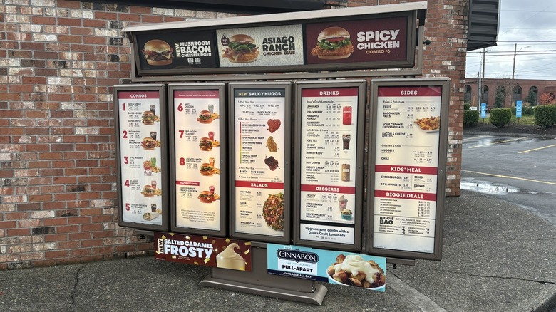 Wendy's drive-thru menu outside