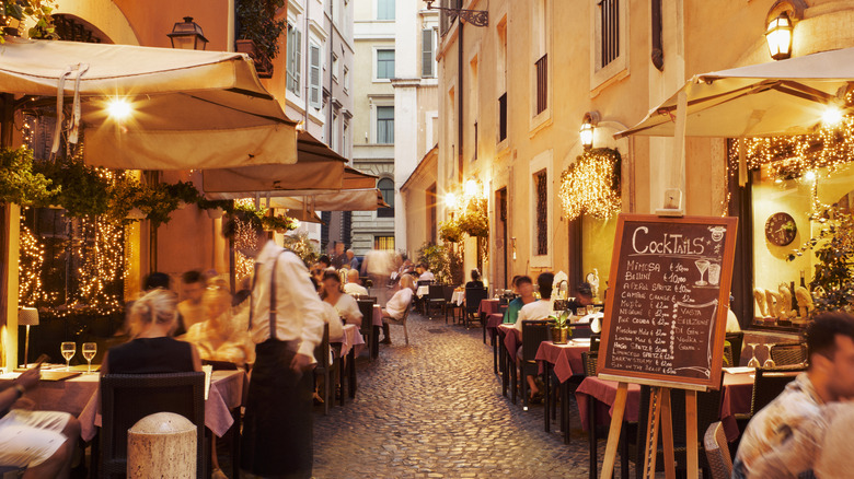 Outside an authentic Italian trattoria