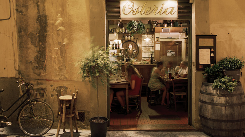 Diners at an Italian restaurant