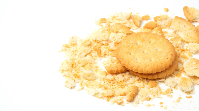 ritz crackers surrounded by crumbs