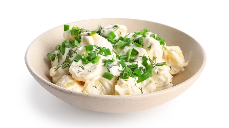 potato salad loaded with mayonnaise