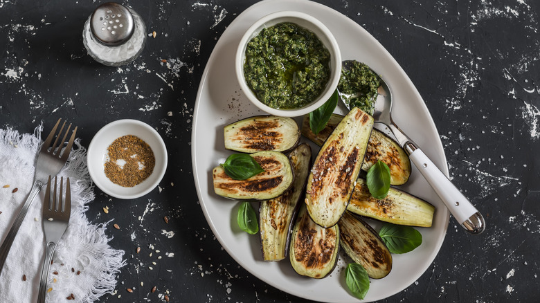 Roasted egg plant with pesto