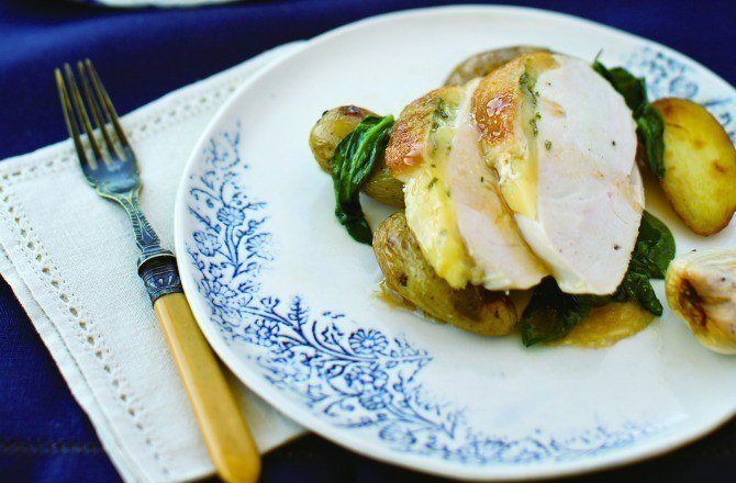 Roasted Breast of Chicken Stuffed with Fontina and Rosemary