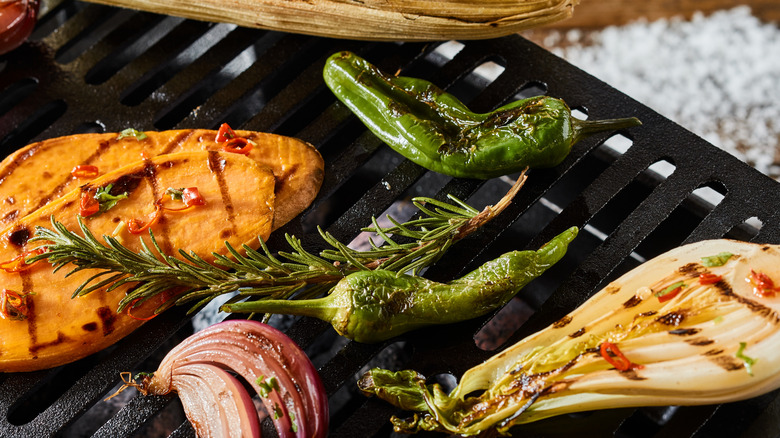 Jalapenos with other grilled vegetables