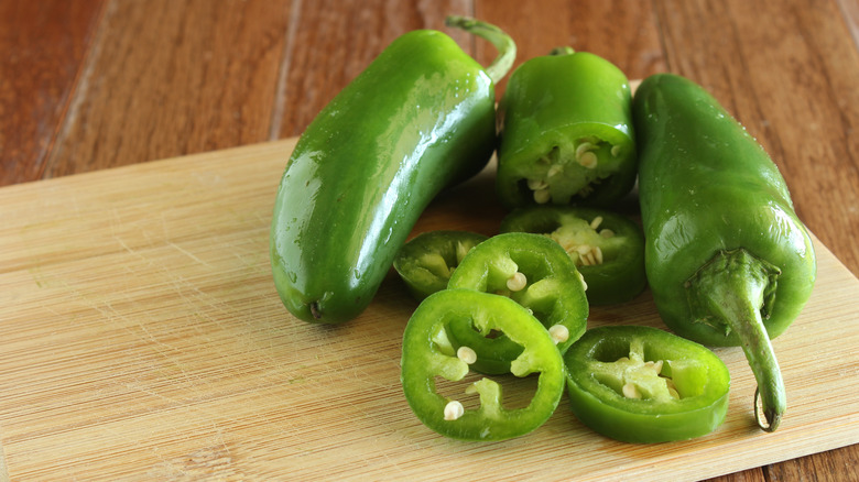 Sliced open jalapenos