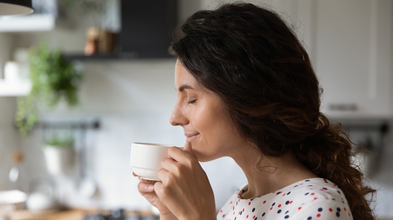 Enjoying an espresso