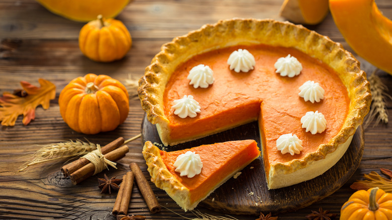 Pumpkin pie with whipped cream