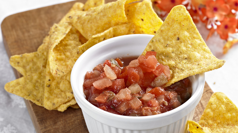 Salsa and a corn chip