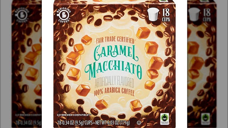 A box of Barissimo Caramel Macchiato Coffee Cups