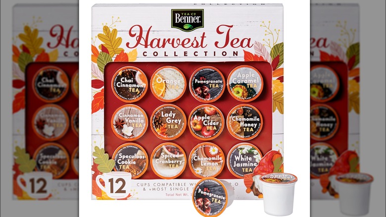 A box of Benner Harvest Tea Collection tea cups