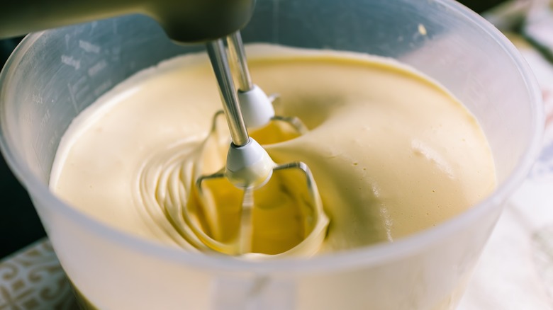 mixing a creamy batter