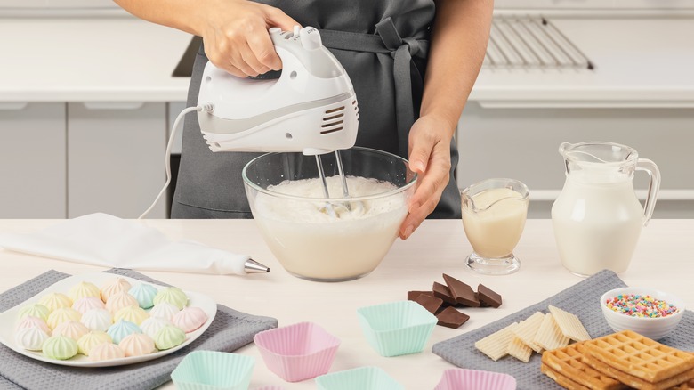 using a hand mixer to make batter