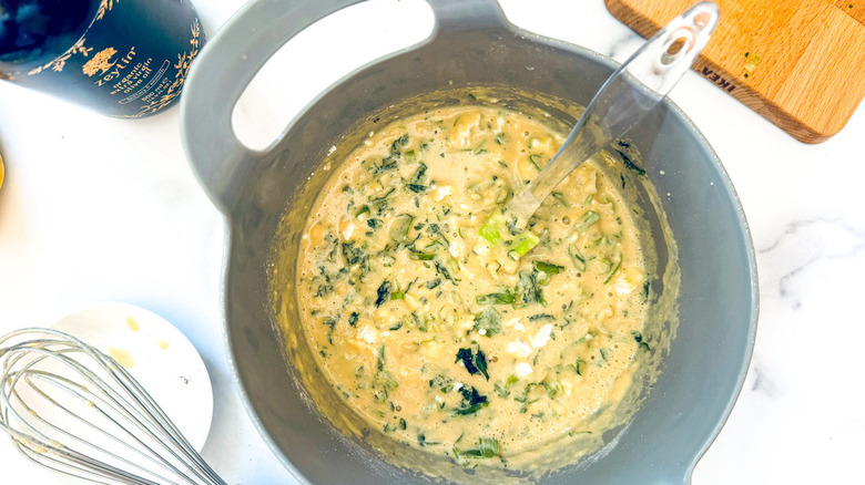 savory pancake batter in bowl