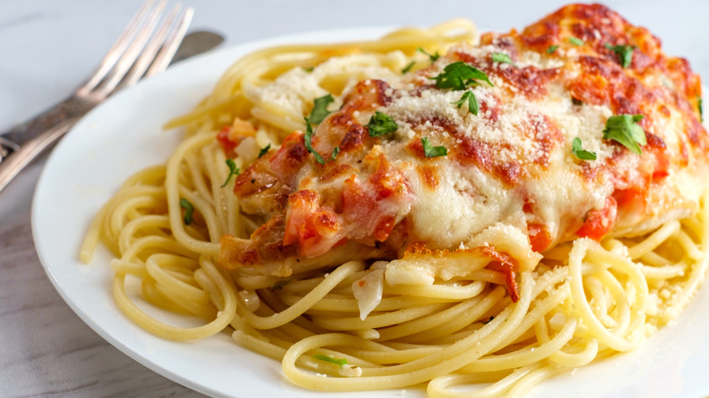 plated chicken parm