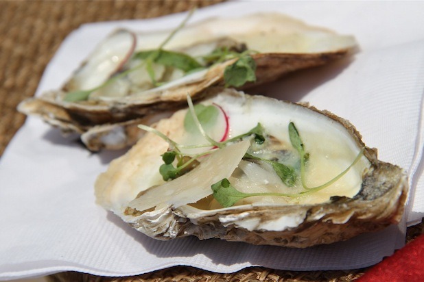 Grilled Oysters with Tarragon and Radish