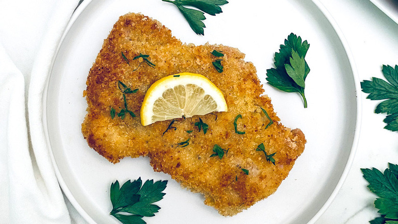 fried pork cutlet with lemon