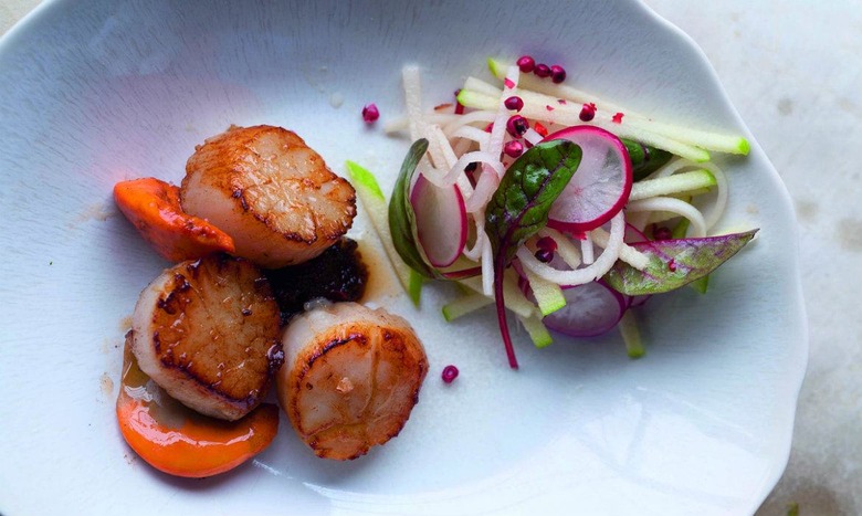 Seared Scallops with Pickled Daikon and Chile Jam