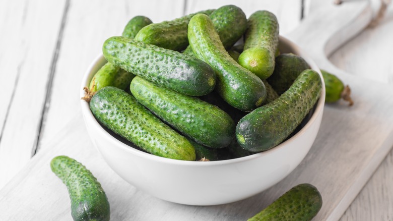 gherkin cucumbers in a bowl