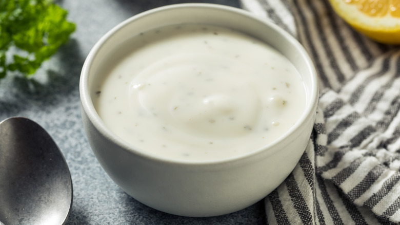 homemade ranch dressing in a bowl