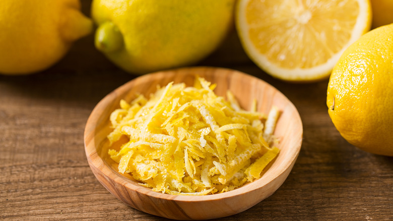 lemon zest in bowl