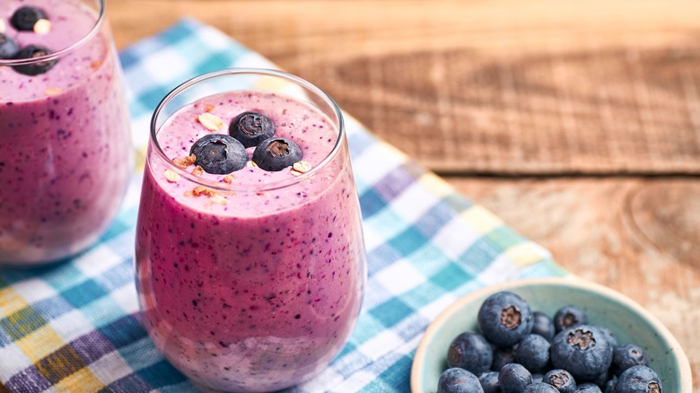 Blueberry smoothie on board