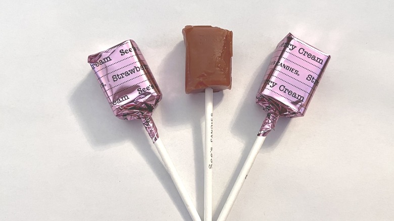 See's Strawberry Cream lollypops