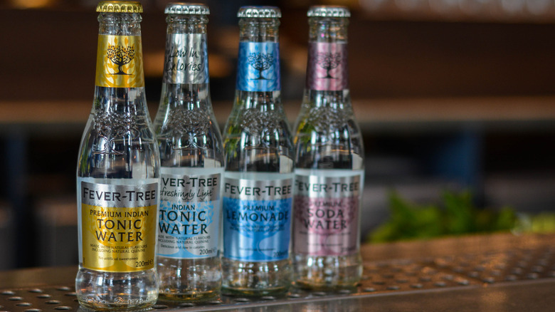 various bottles of cocktail mixers 