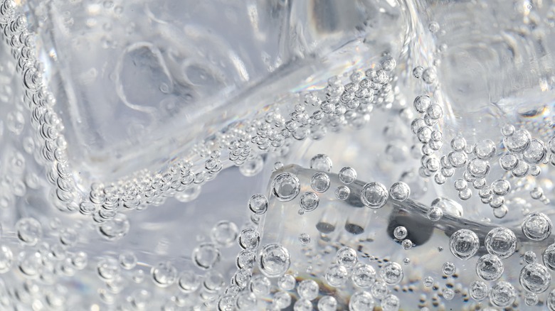 close up of carbonated water bubbles