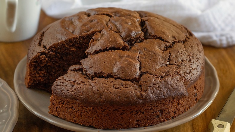 chocolate mayonnaise cake on plate