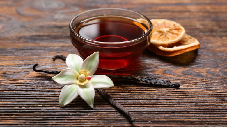 Vanilla extract in a bowl