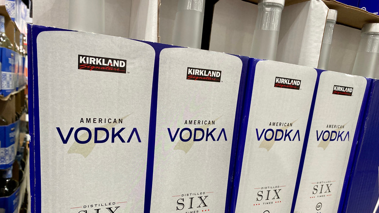 bottles of Kirkland American vodka in box