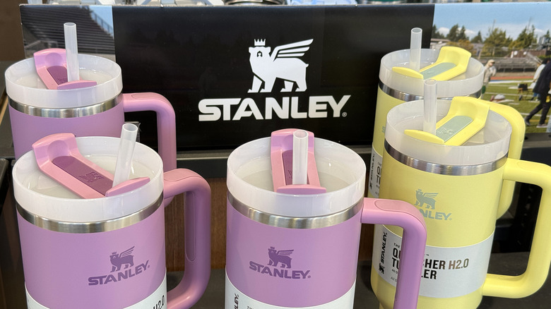 Stanley tumblers in front logo