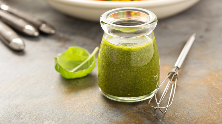 Green goddess dressing in jar 