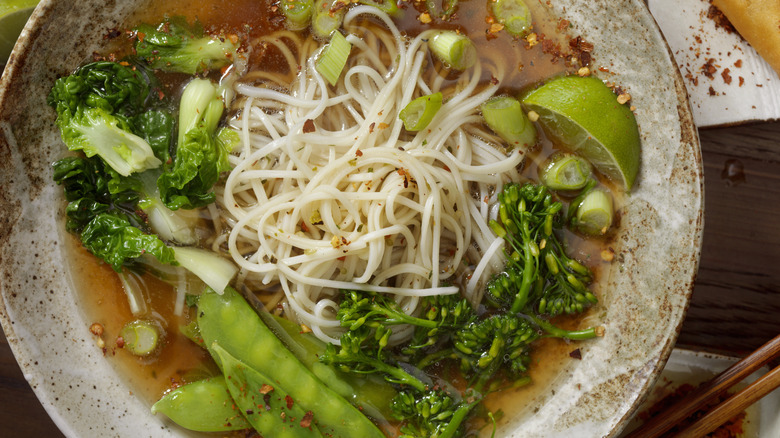 Rame soup in a bowl