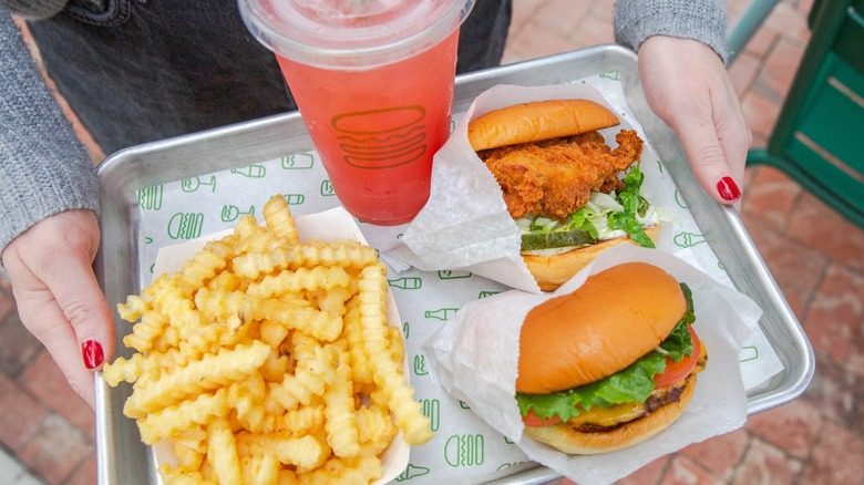 Shake Shack meal on tray