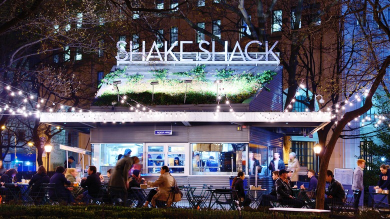 Shake Shack exterior with Christmas lights