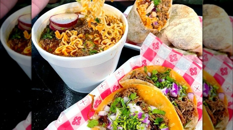 Tacos and birria ramen