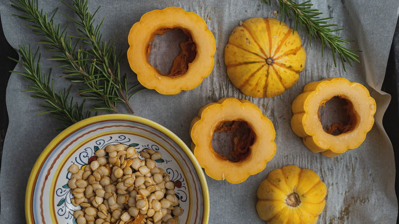 Delicata squash slices with seeds