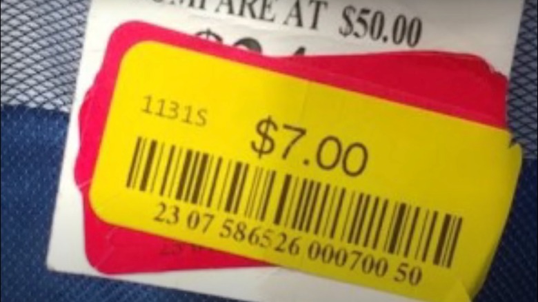 TJ Maxx yellow price tag