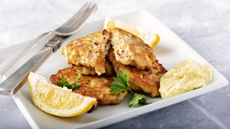 Salmon cakes on a plate